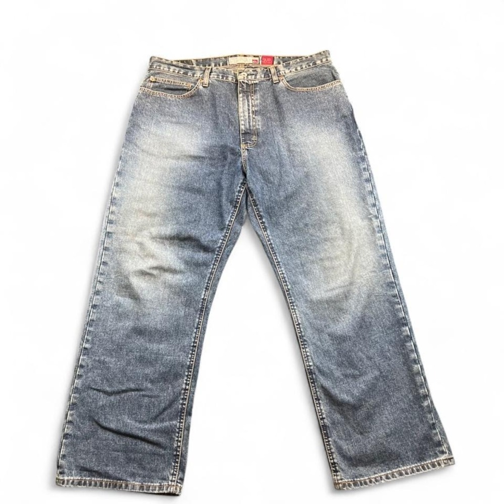 Quiksilver Y2K Evisu Style Faded Blue Denim Jeans Baggy Surf 38x30